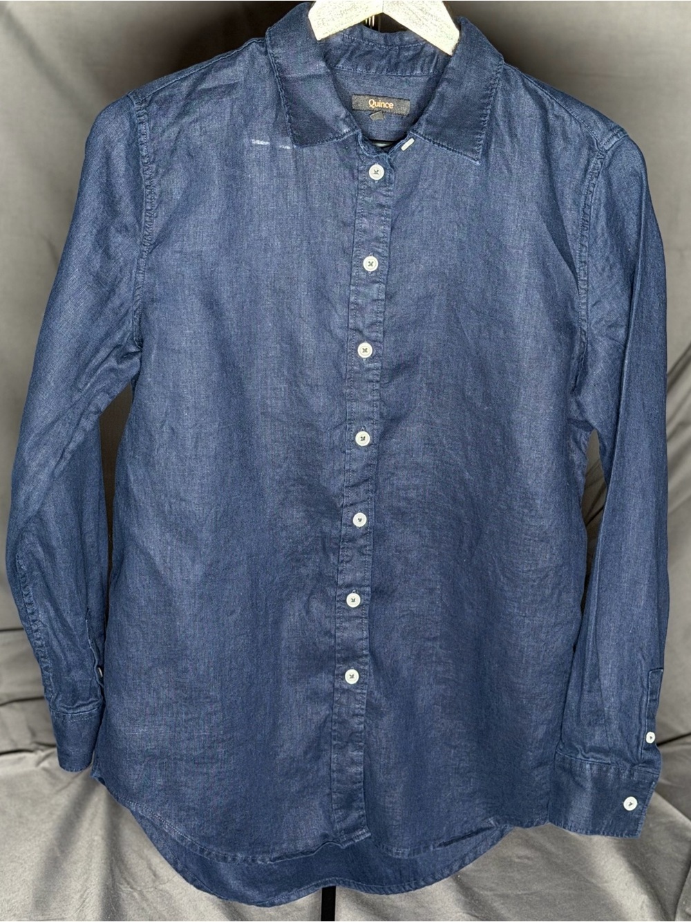 Quince Women's Navy Blue Linen Button-Down Shirt Size S